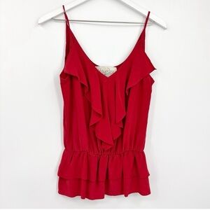 Rory Beca Red Ruffle Spaghetti Strap Camisole